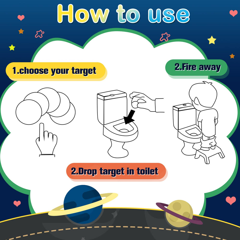 Chinco colorful potty targets spark focus and make bathroom time fun.