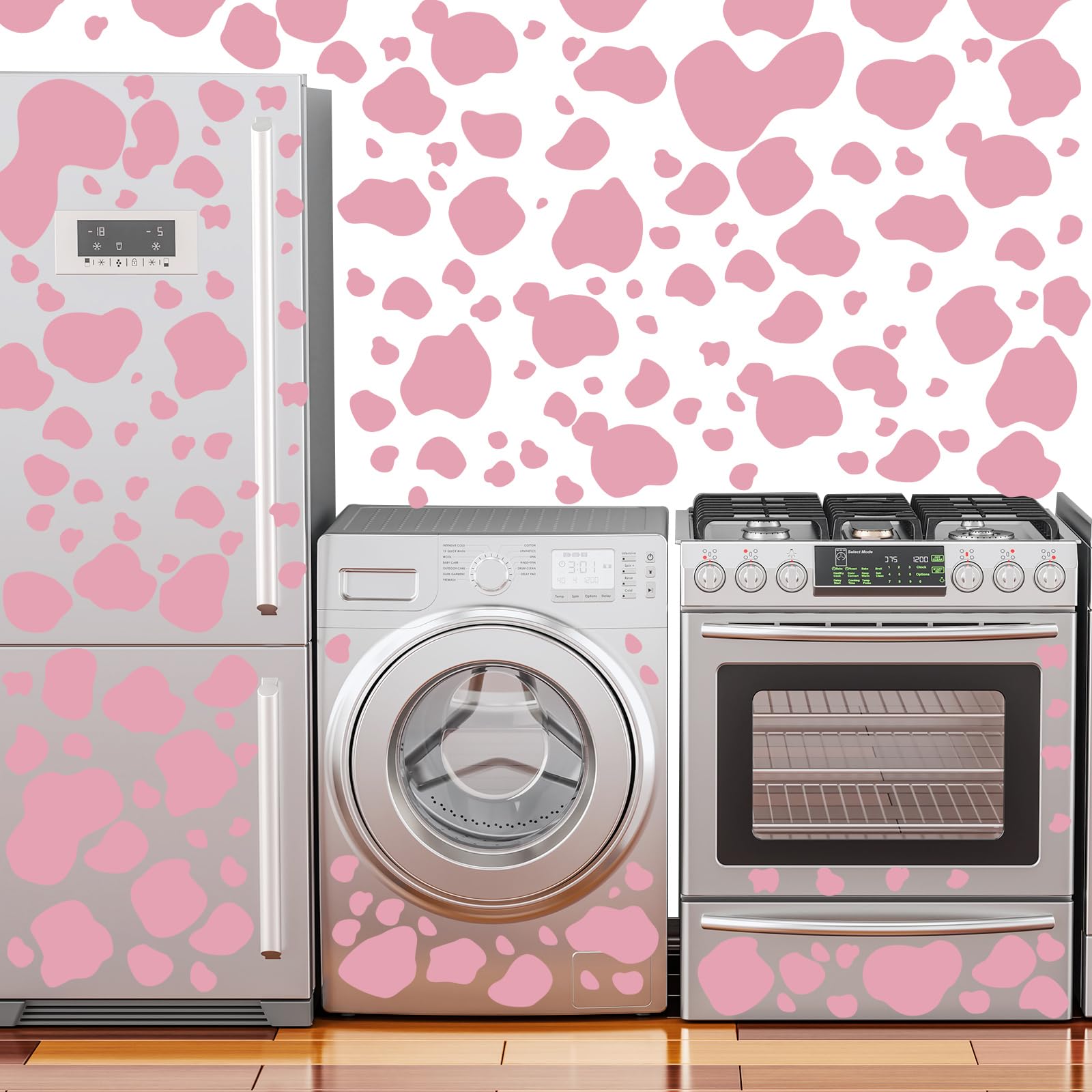 Chinco pink cow-print varied-size stickers for flexible layouts