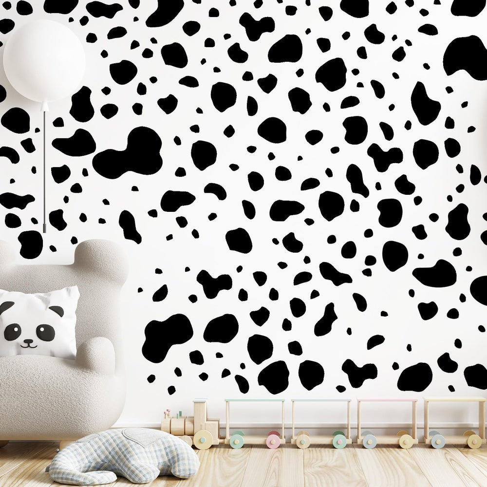 Chinco cow print stickers sheet closeup 1 highlighting durable vinyl finish