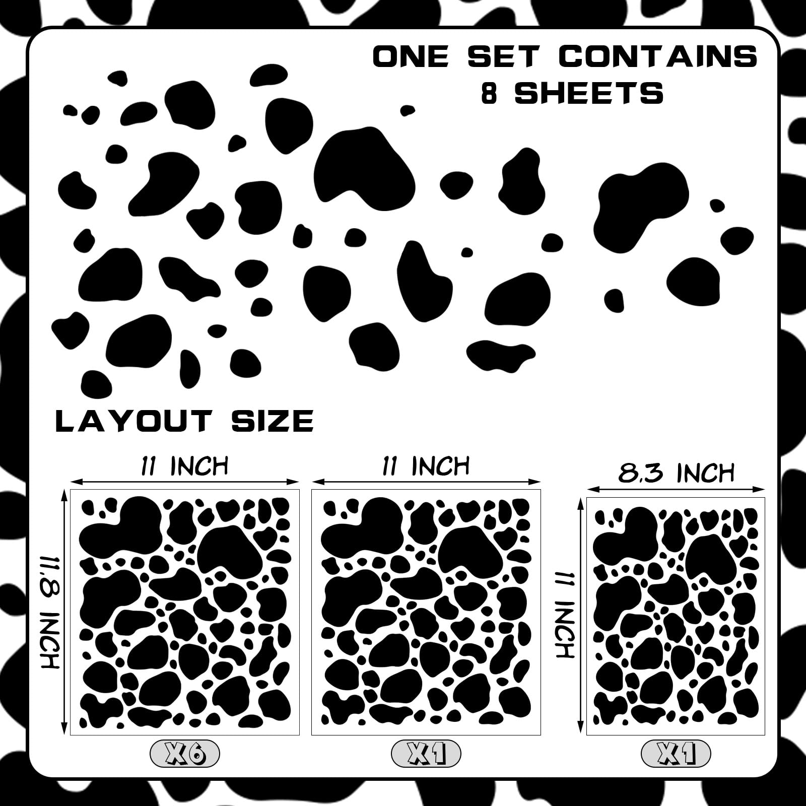 Chinco cow wall decal assembly view demonstrates flexible sizing options