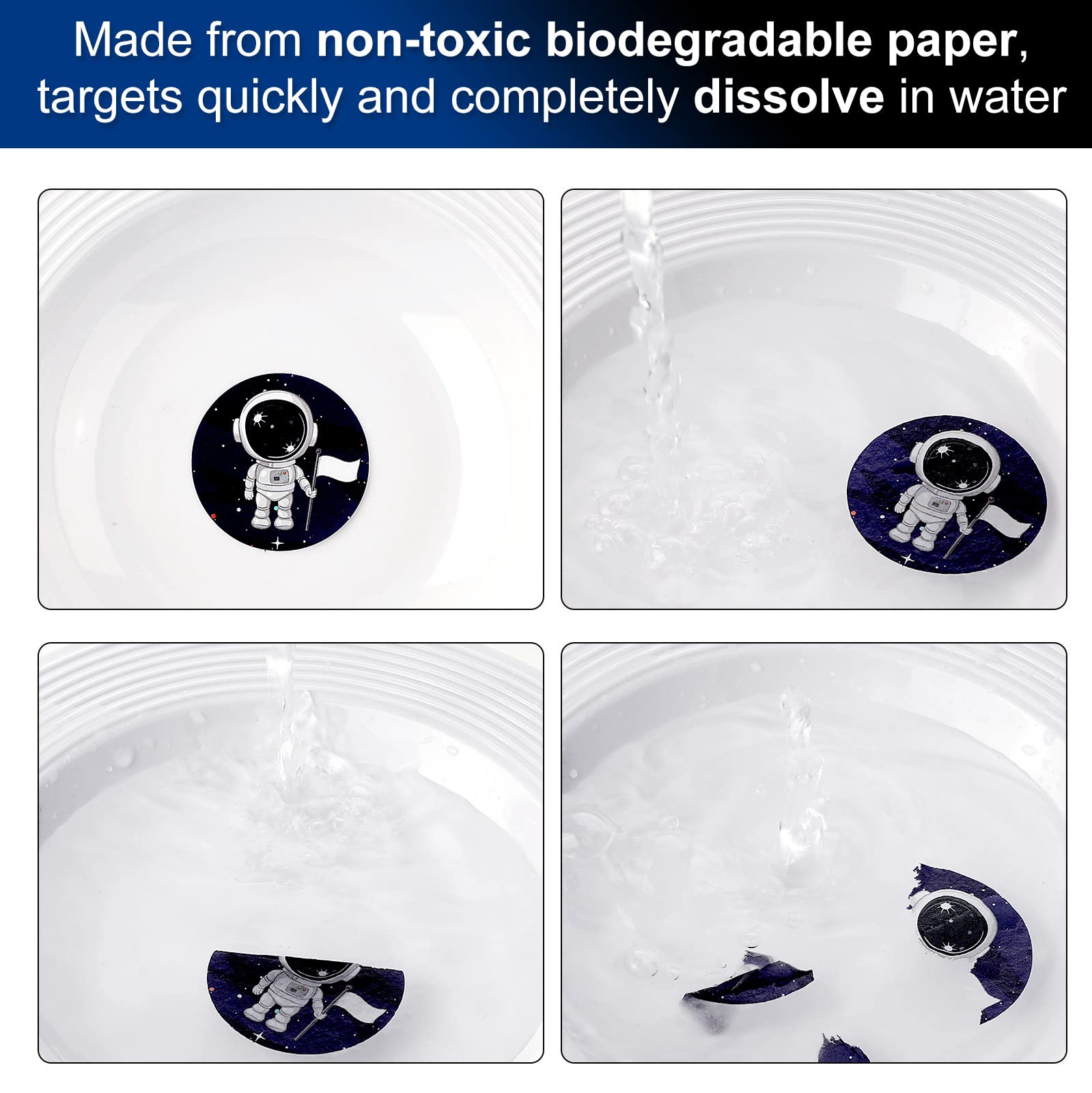Chinco dissolvable-paper toilet targets flush safely after use.
