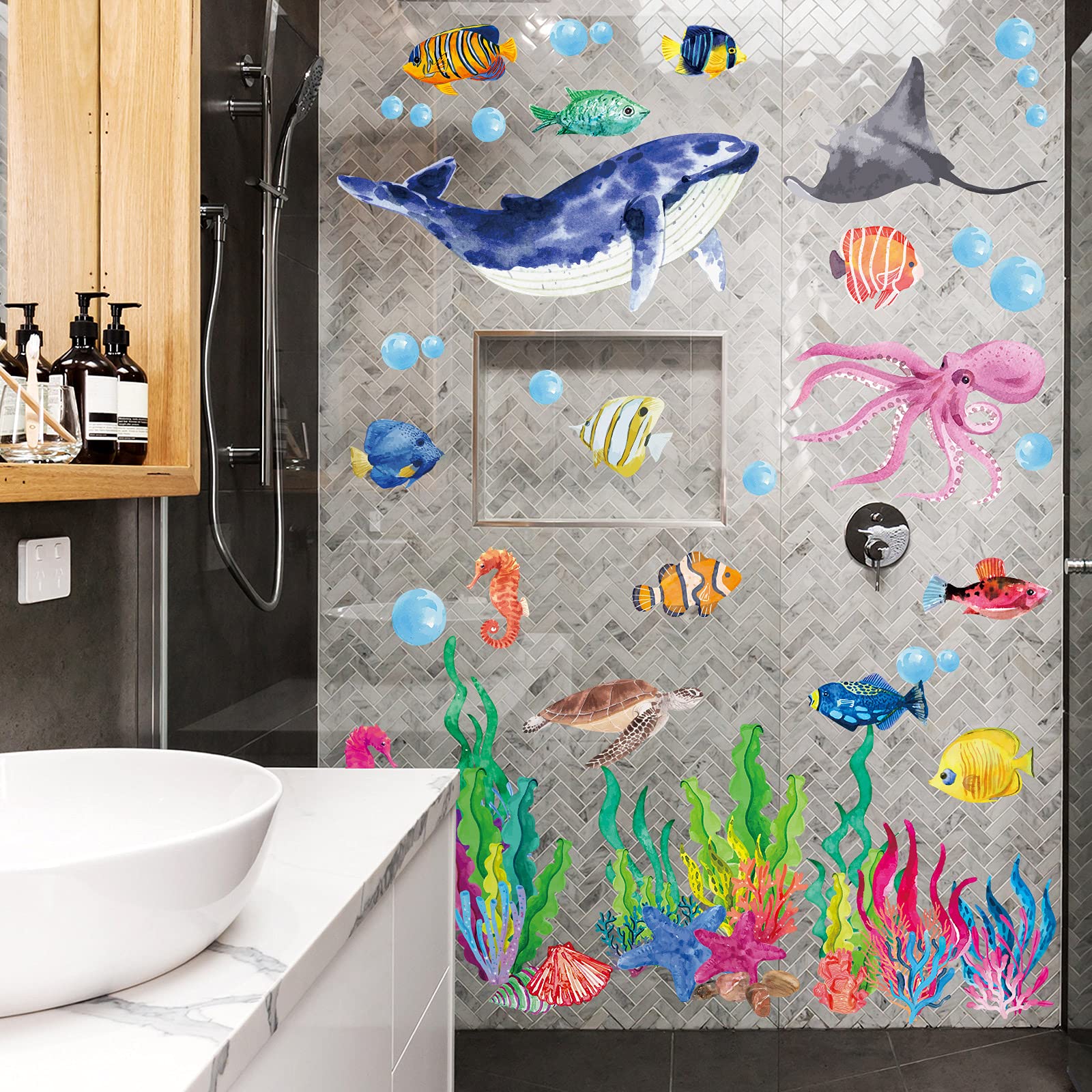 Chinco undersea decals ideal for TV wall or living room ocean accents.