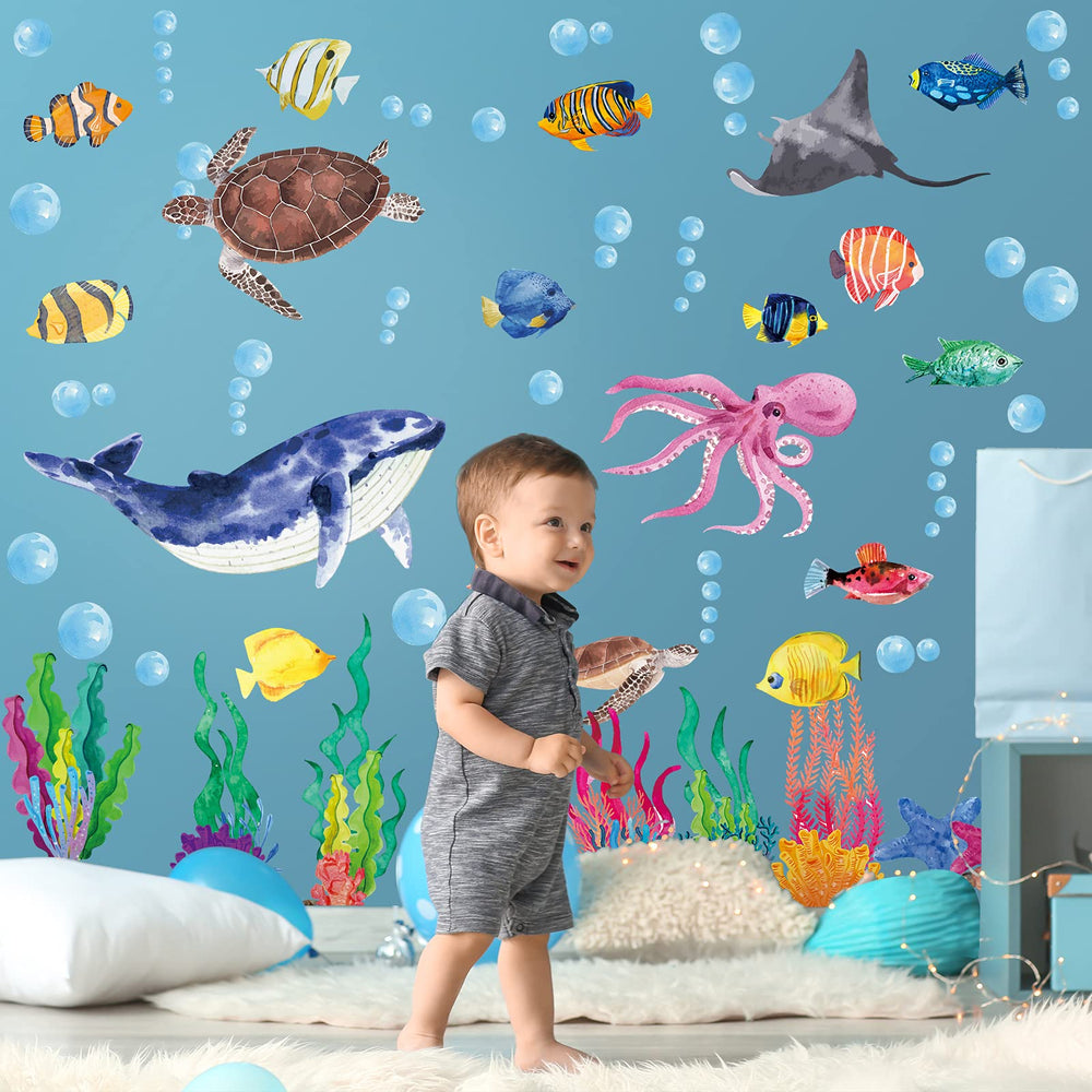 Chinco undersea wall decals on doors or walls spark imaginative kid room spaces.
