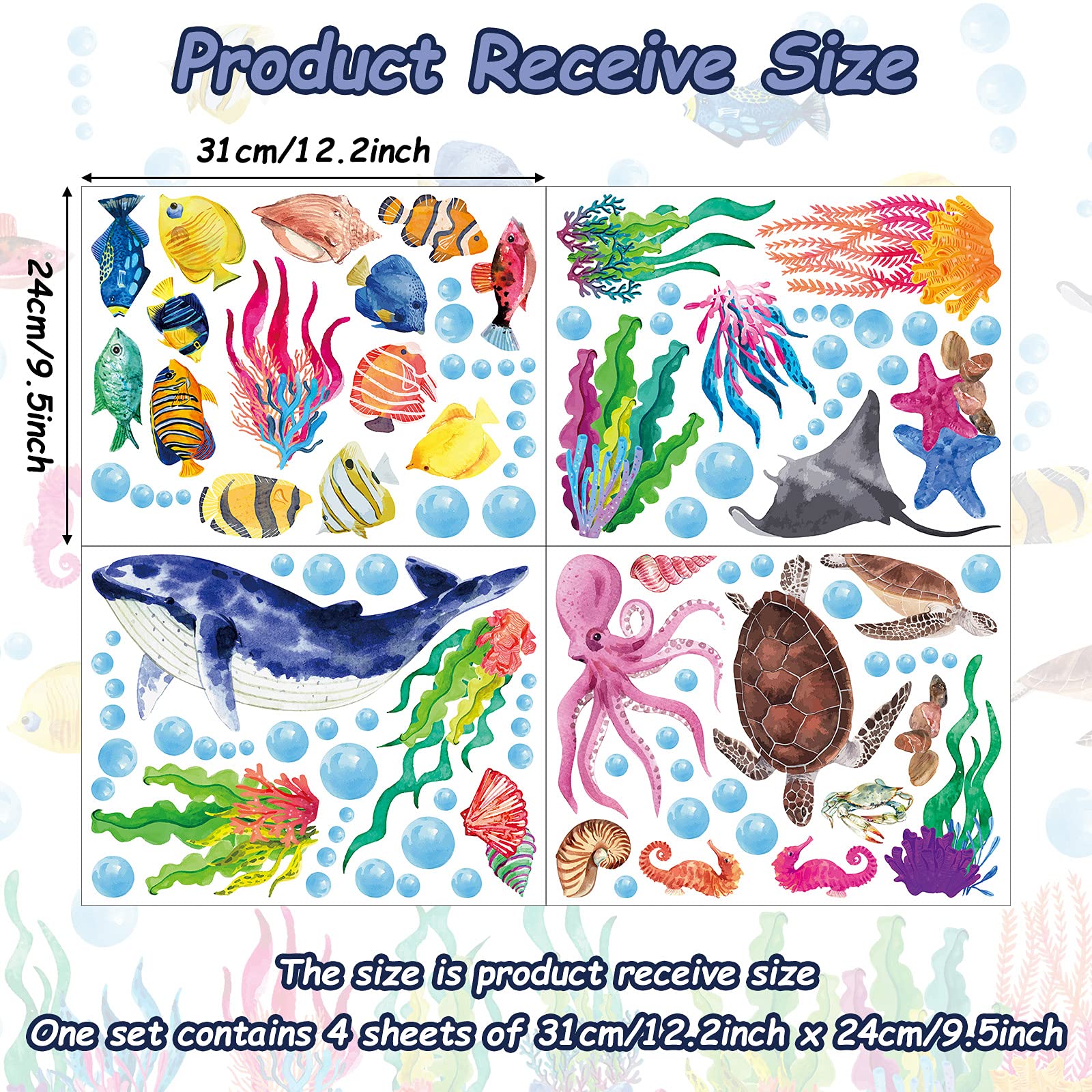 Chinco undersea decals with seaweed and coral create a colorful wall accent.