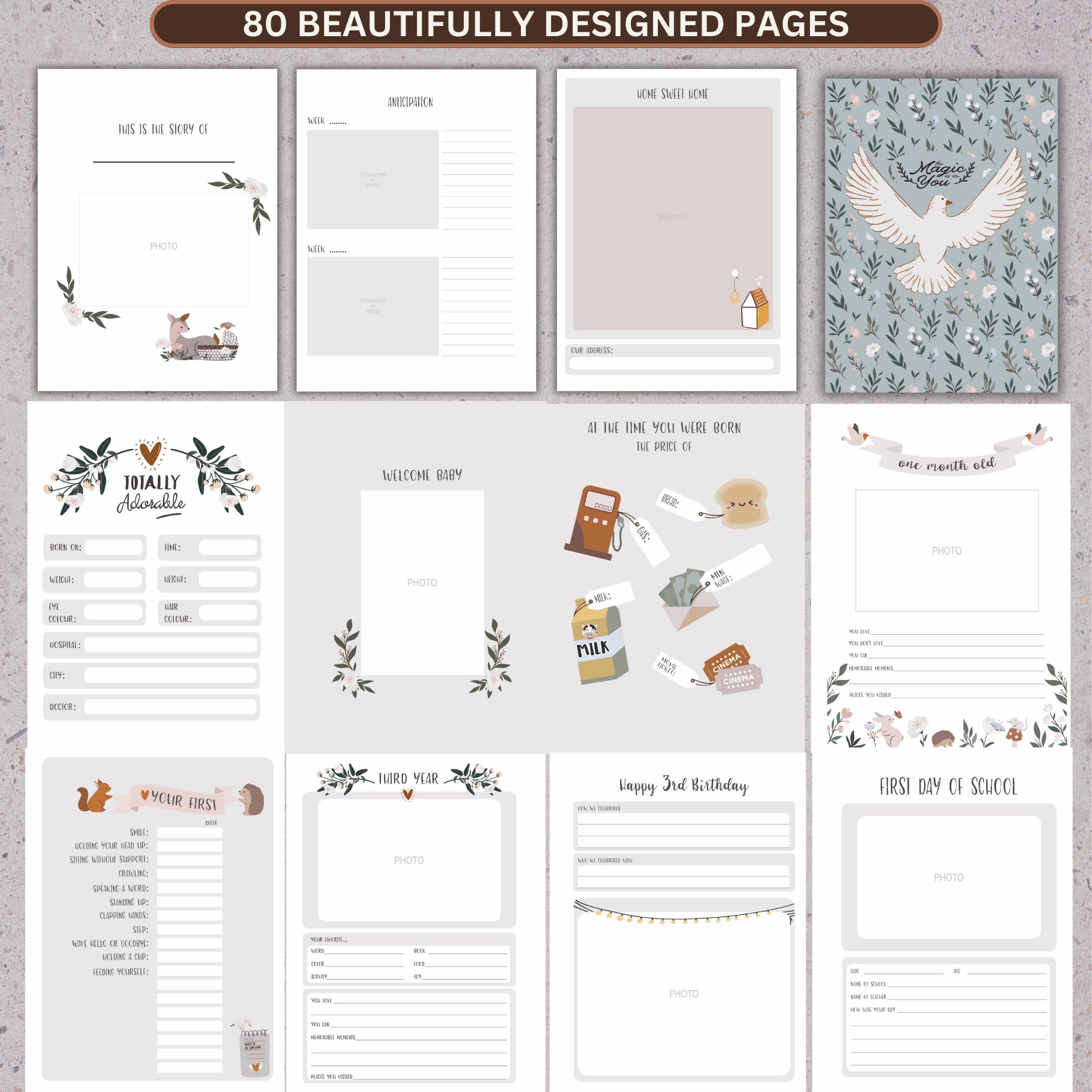 Chirpy Blue Studio baby album sleeves to hold extra selfies and smiles.