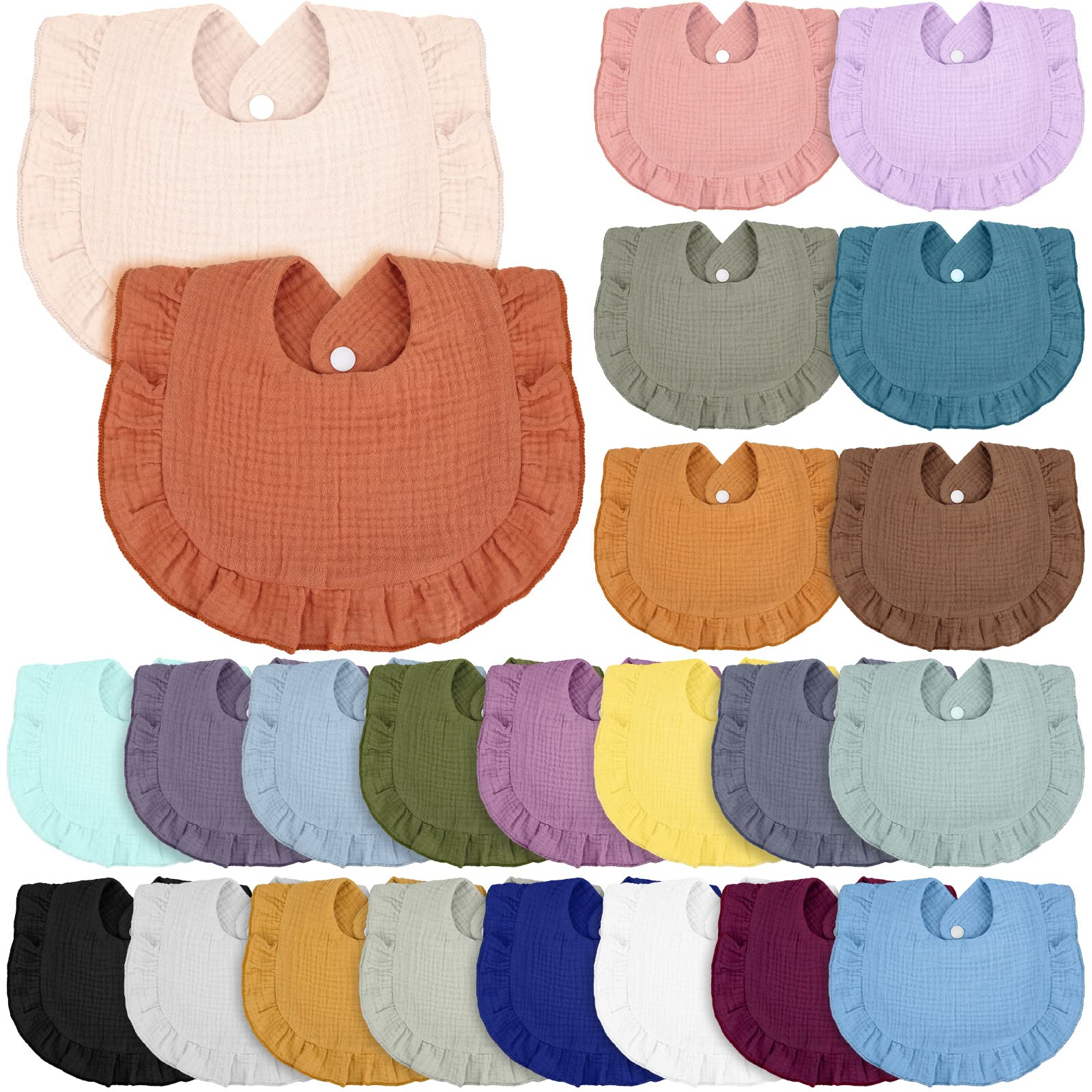 Chitidr muslin baby bib set flatlay showing colorful pieces for stylish outfits