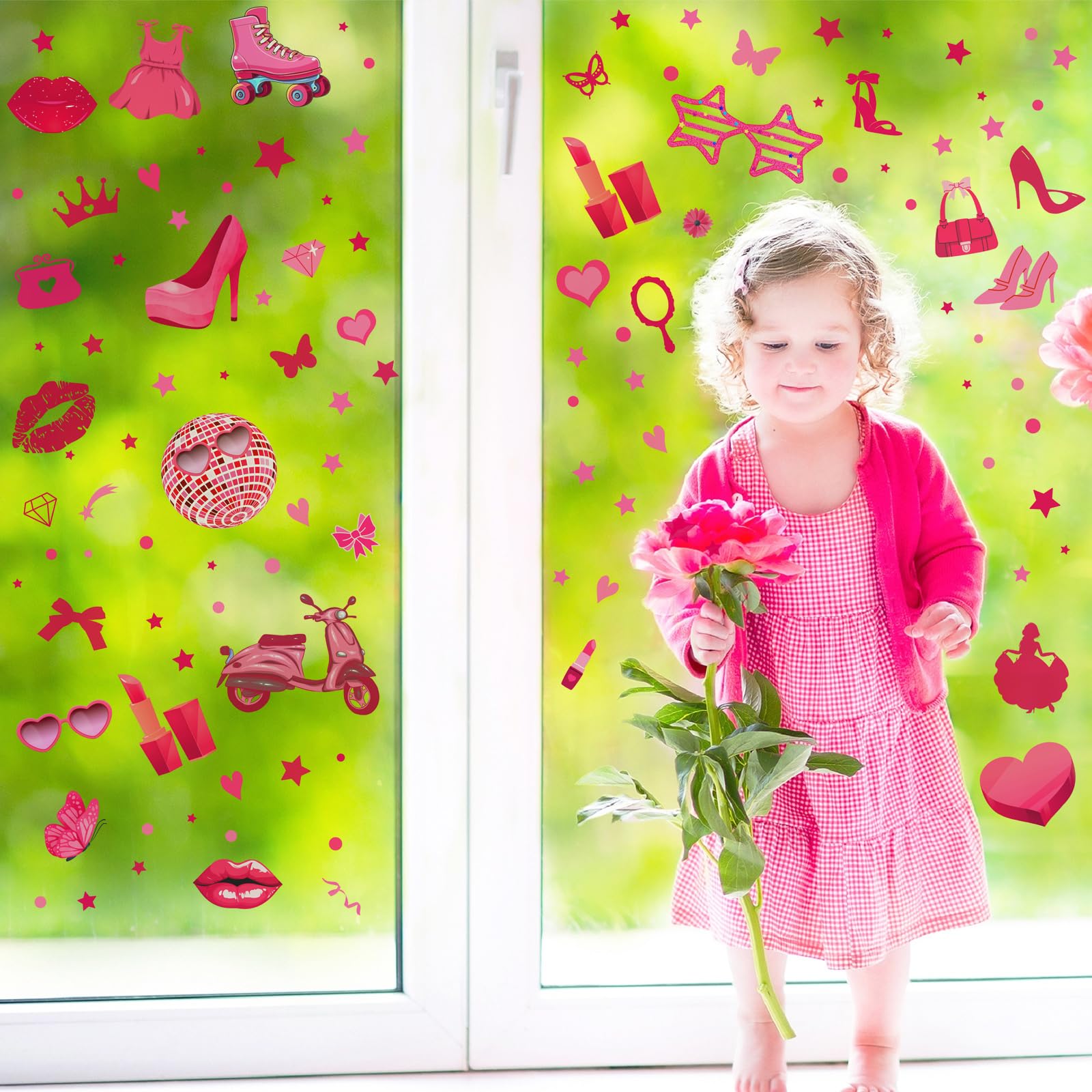 Chivertion pink girl wall stickers overall collection ready for quick room transformation.