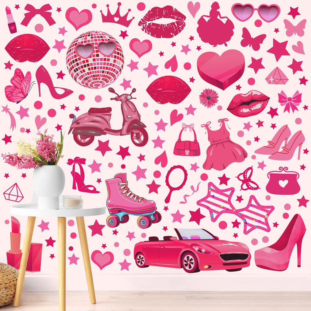 Chivertion pink girl wall stickers package flat view for easy room decor boost.