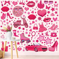 Chivertion pink girl wall stickers package flat view for easy room decor boost.