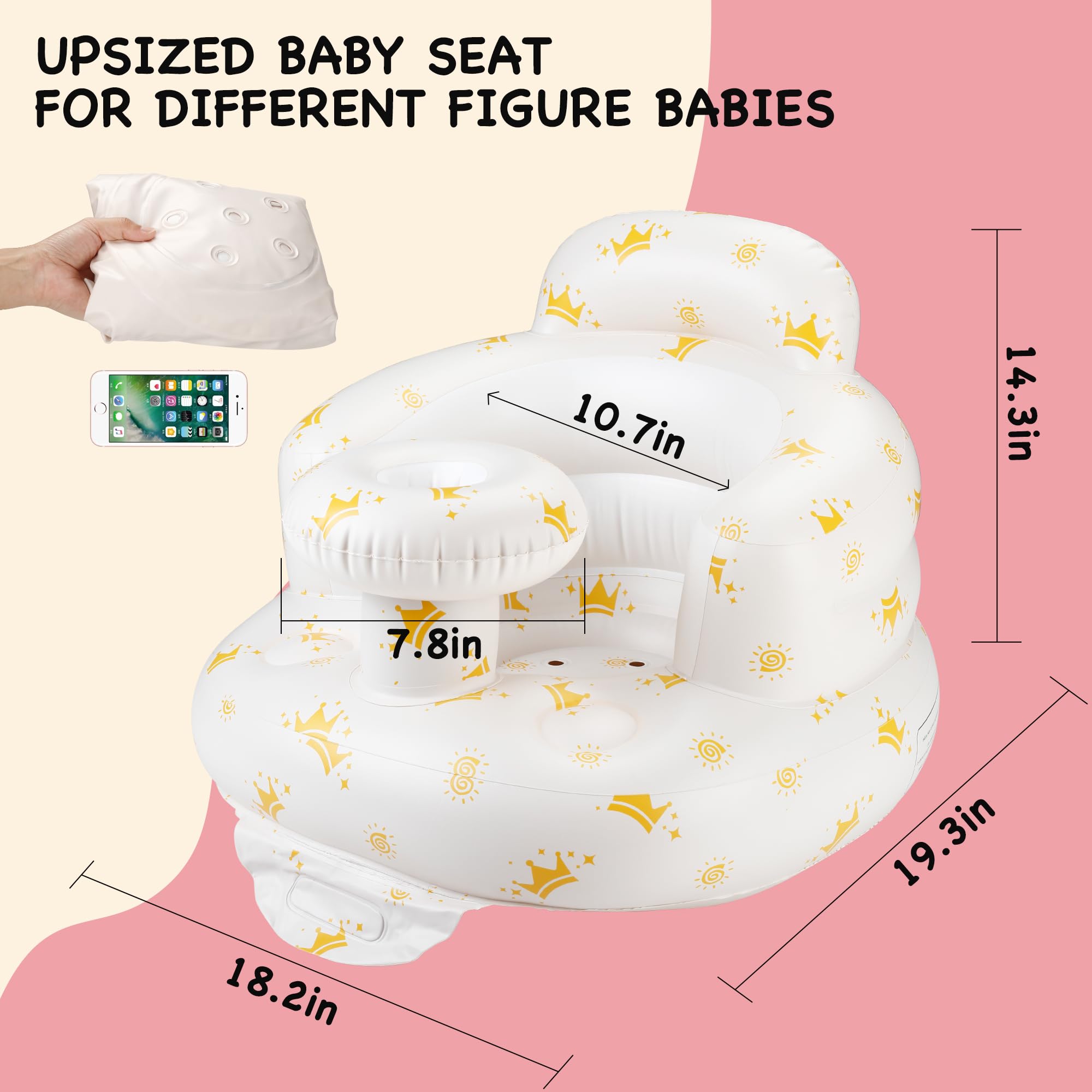 CHIZEKOO inflatable baby seat with tray dining scene for easy meals.