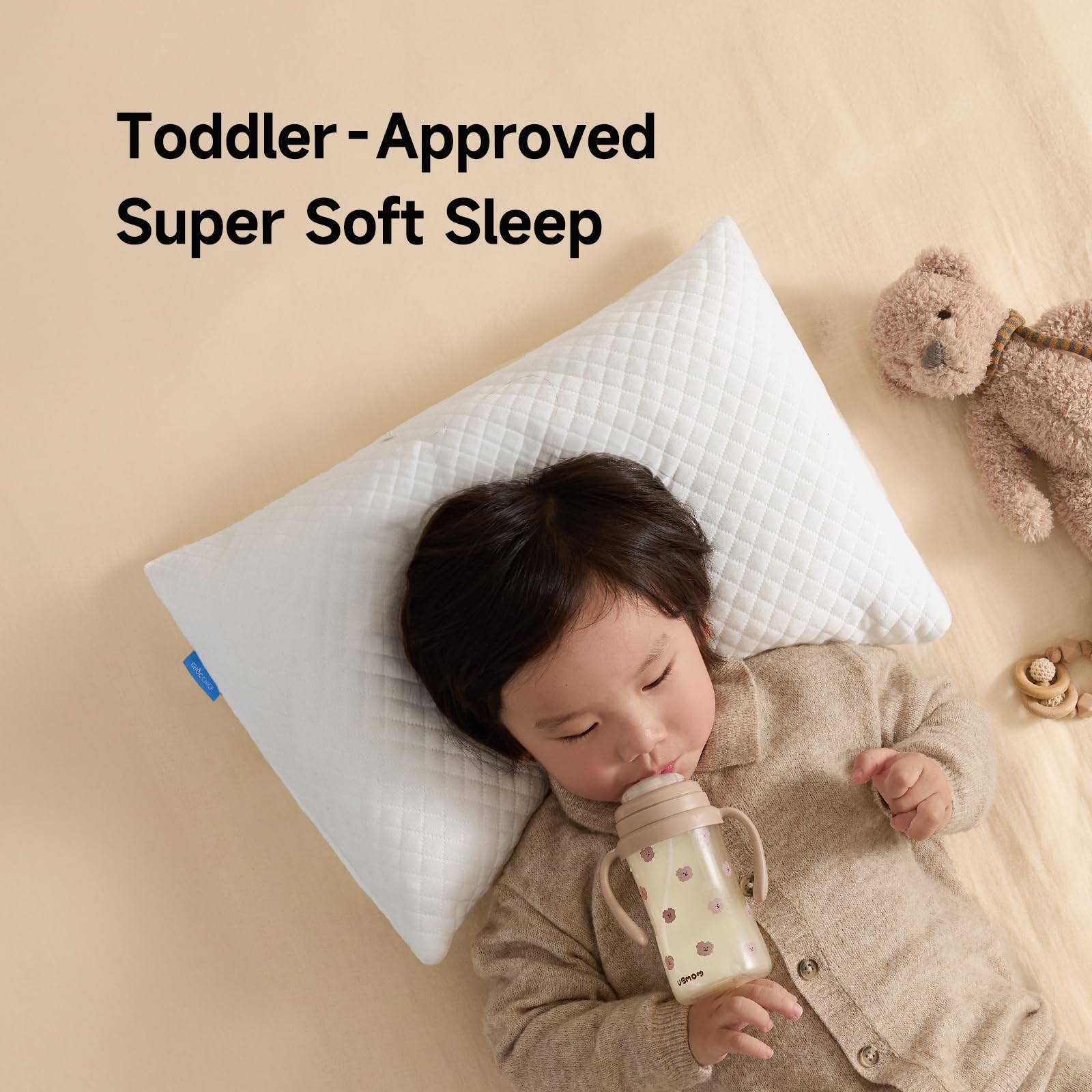 Choc chick memory foam toddler pillow white color complements any nursery decor.