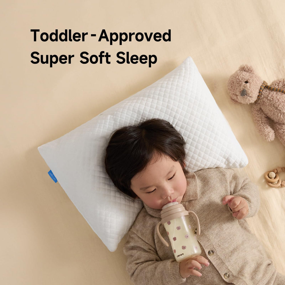 Choc chick memory foam toddler pillow white color complements any nursery decor.
