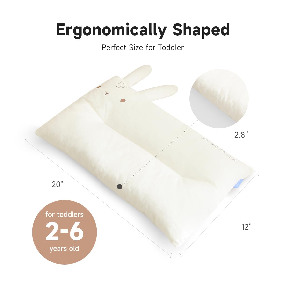 Choc chick toddler pillow front view shows kid-friendly size for daily use.