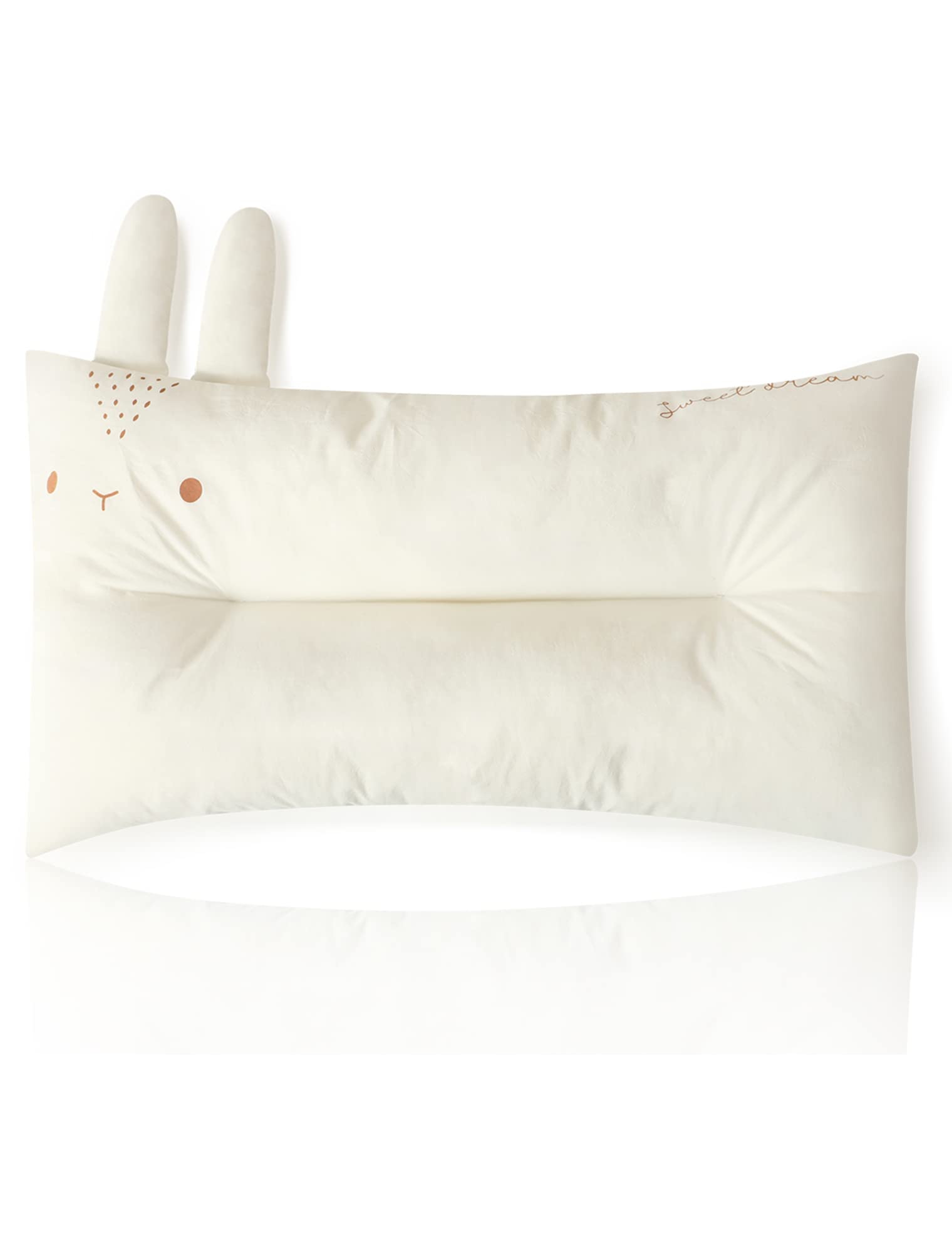 Choc chick toddler pillow rabbit closeup highlights soft organic cotton for cozy naps.
