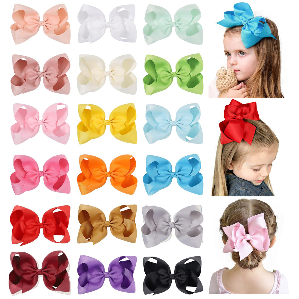 Choicbaby 18pcs bows in assorted colors for versatile school and daily styling.