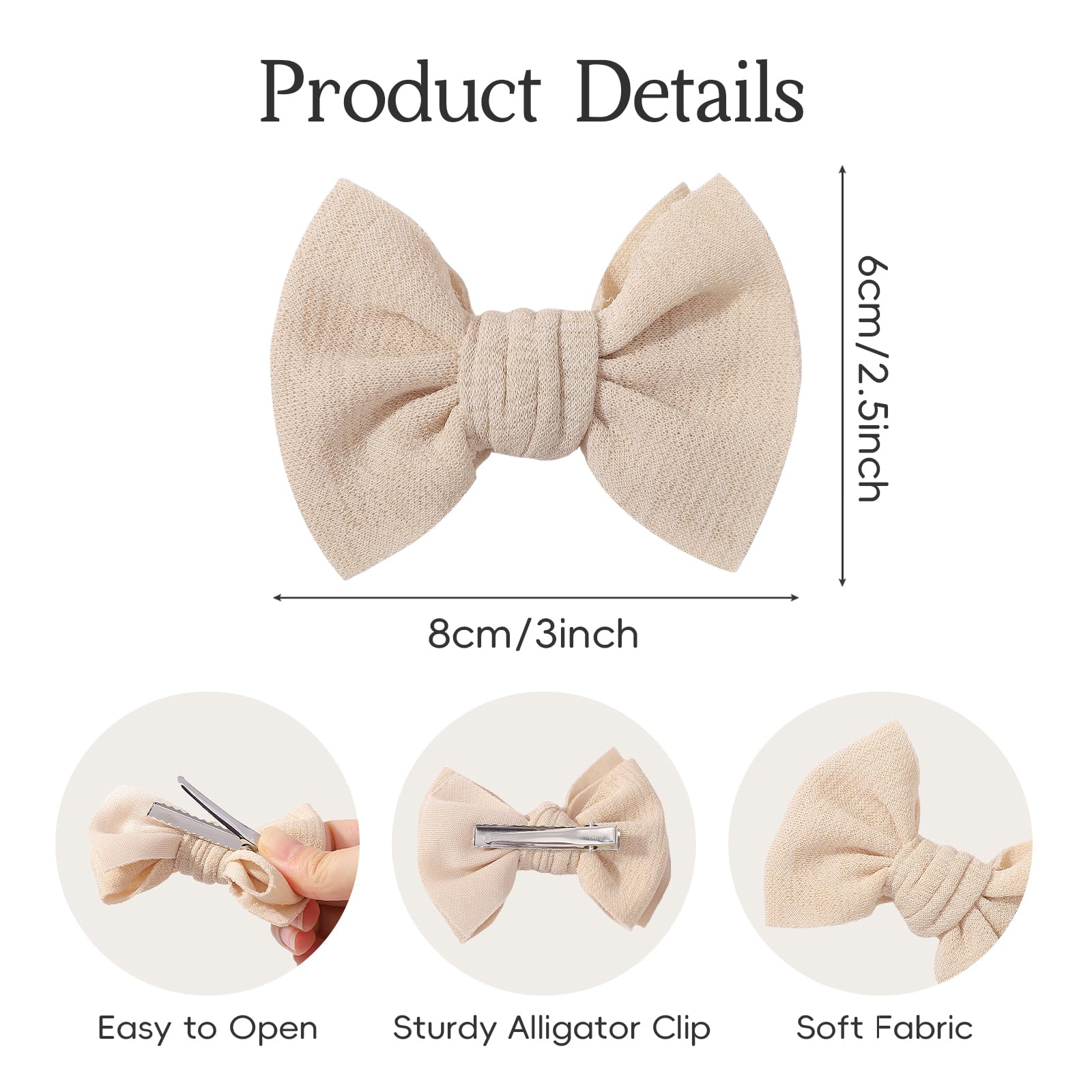 Choicbaby 3 colors fabric girl bows for varied outfits.