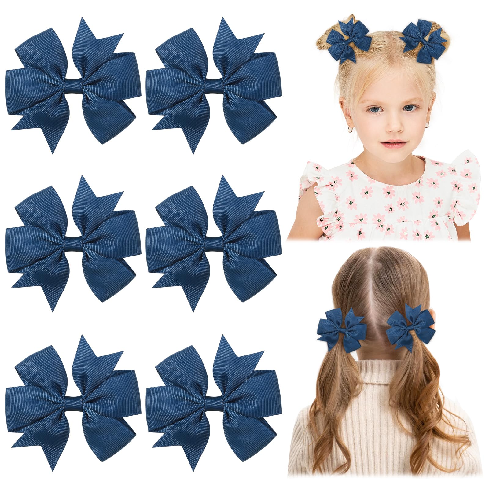 Choicbaby 3-inch navy bow on clip for everyday toddler styling and comfort