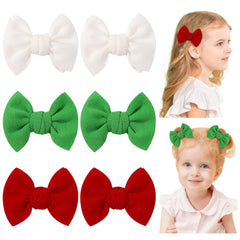 Choicbaby 6pcs Christmas hair clips set in red, green, white for festive looks.