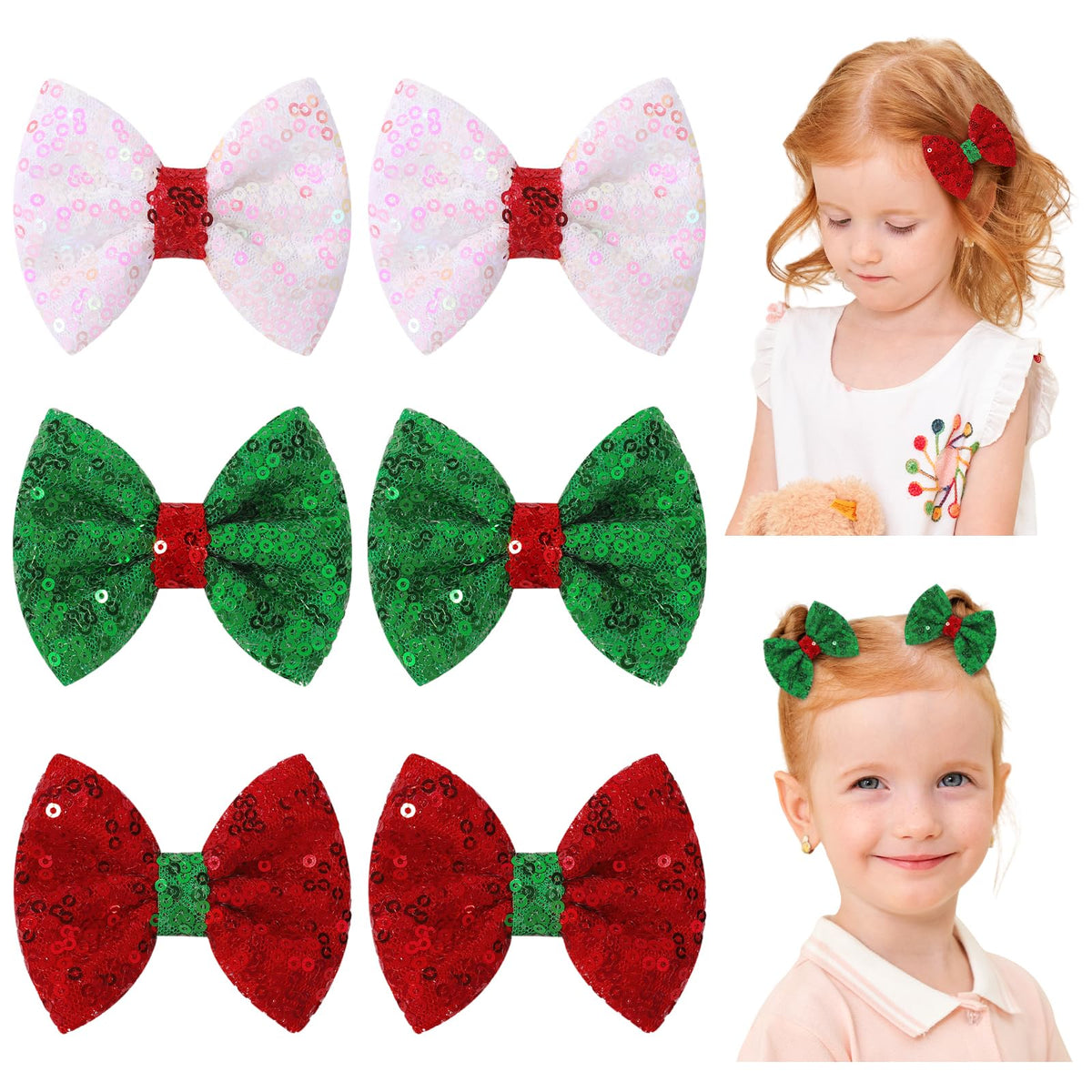 Choicbaby 6pcs Christmas hair clips set ready to elevate festive outfits.