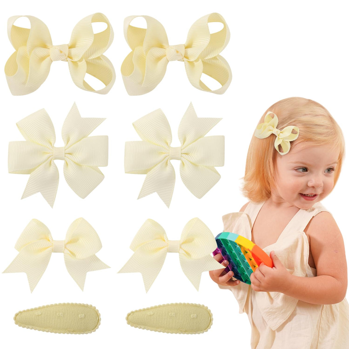 Choicbaby 8pc yellow bow set packaging showcases versatile styling options for quick looks