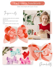 Choicbaby bow clip detail featuring a durable alligator clip.