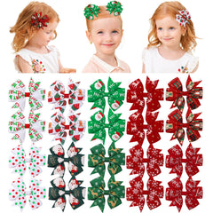 Choicbaby Christmas pinwheel bow with Santa print for easy toddler styling.