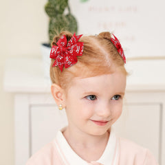 Choicbaby snowflakes pinwheel bow for braids and side clips, holiday ready.