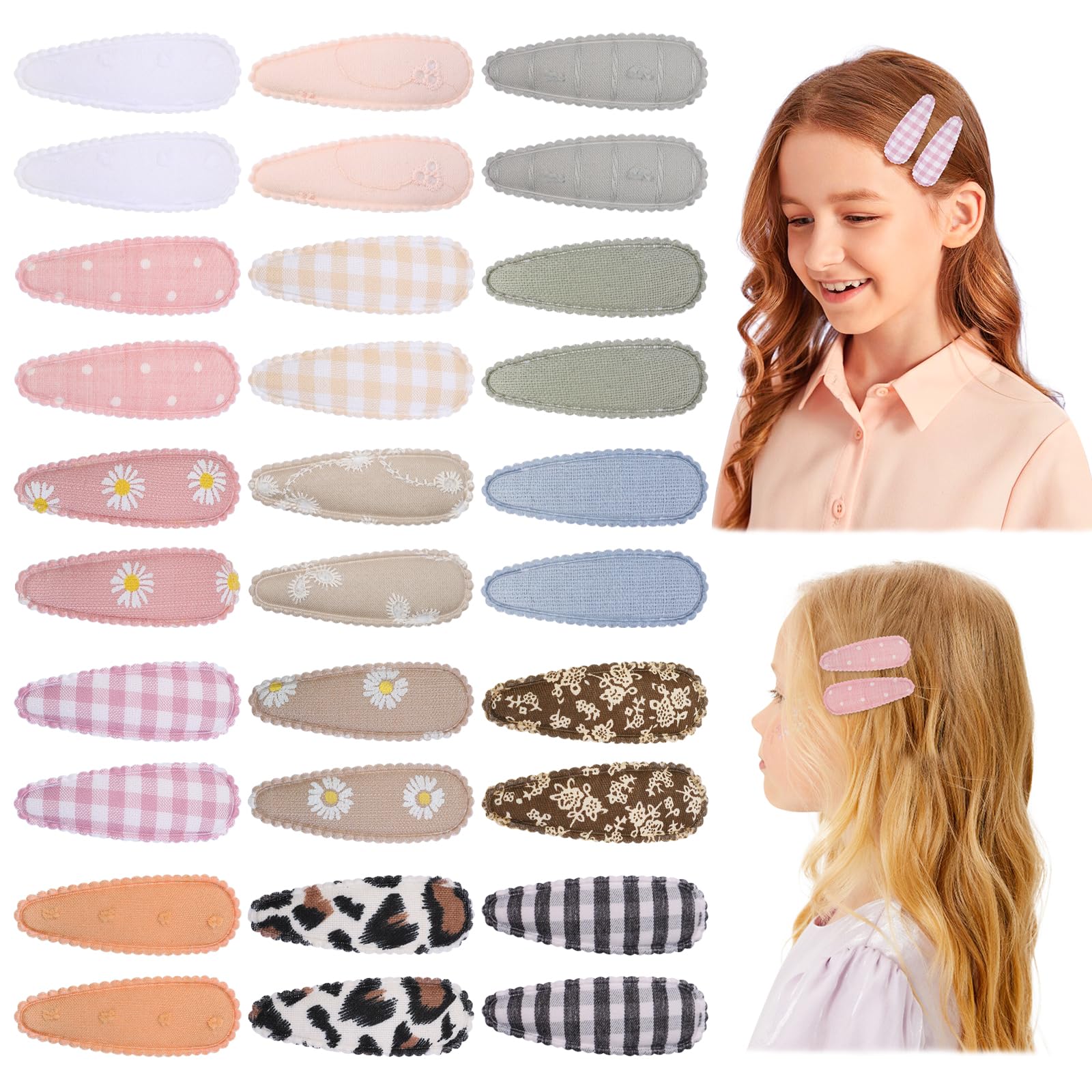 Choicbaby flower-clip-set closeup showing colorful patterns for stylish toddler hairstyles.