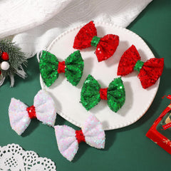 Choicbaby glitter white bow close-up for versatile Christmas outfits.