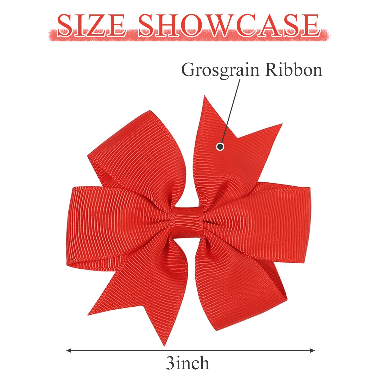 Choicbaby handmade grosgrain bow in red, highlighting durable construction and secure clip.