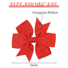 Choicbaby handmade grosgrain bow in red, highlighting durable construction and secure clip.