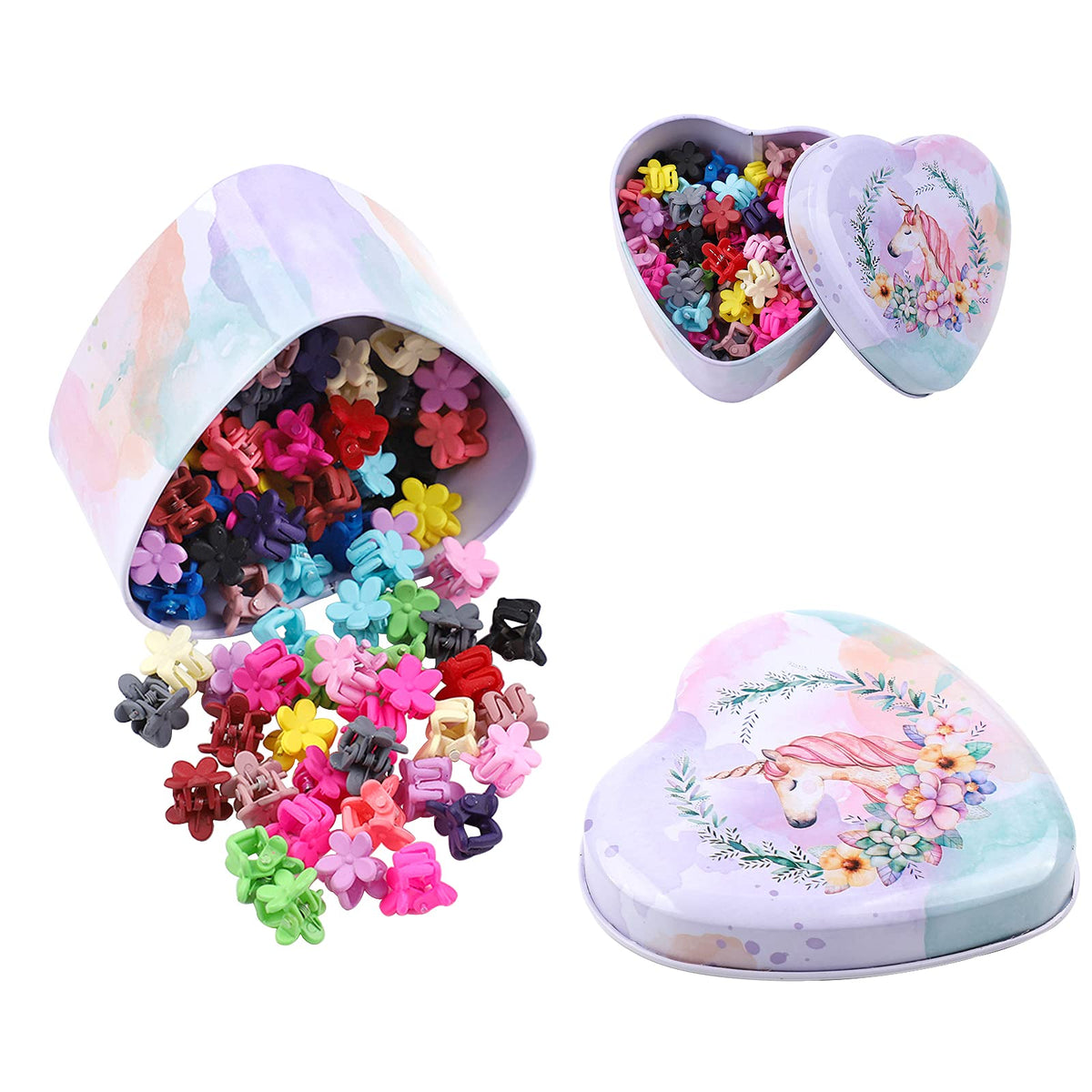 choicbaby mini flower hair clip closeup shows delicate resin petals for gentle hold.