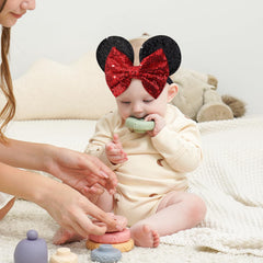 choicbaby mouse ears headband infant fit demonstrates a 7-inch stretch for all ages.