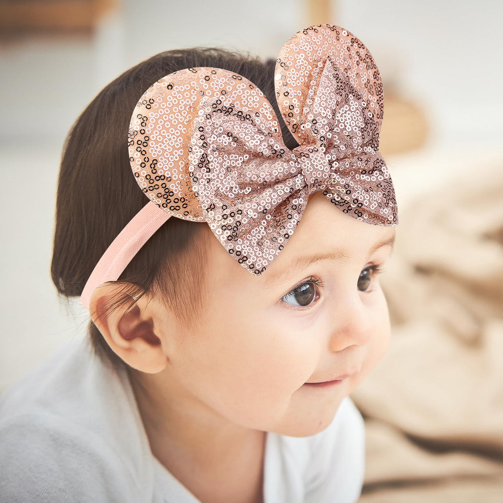 Choicbaby mouse ears headbands set image two – sequin bows sparkle for party photos and cosplay.