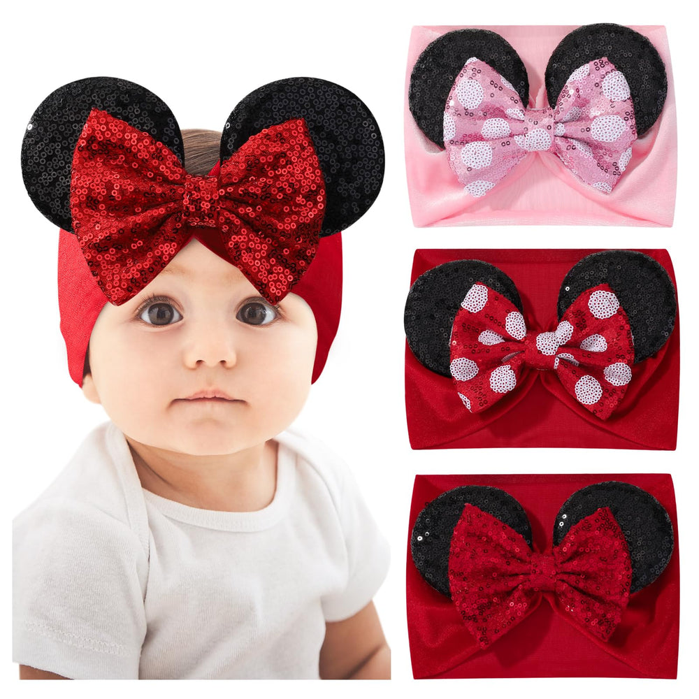 Choicbaby mouse ears sequin bow headband for adorable party photos.