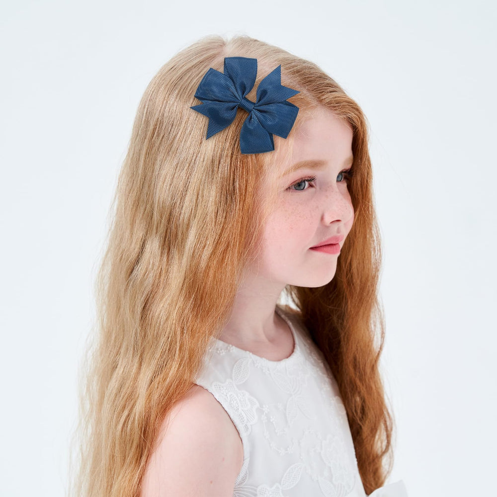Choicbaby navy bow closeup, showing edge finish and secure glue