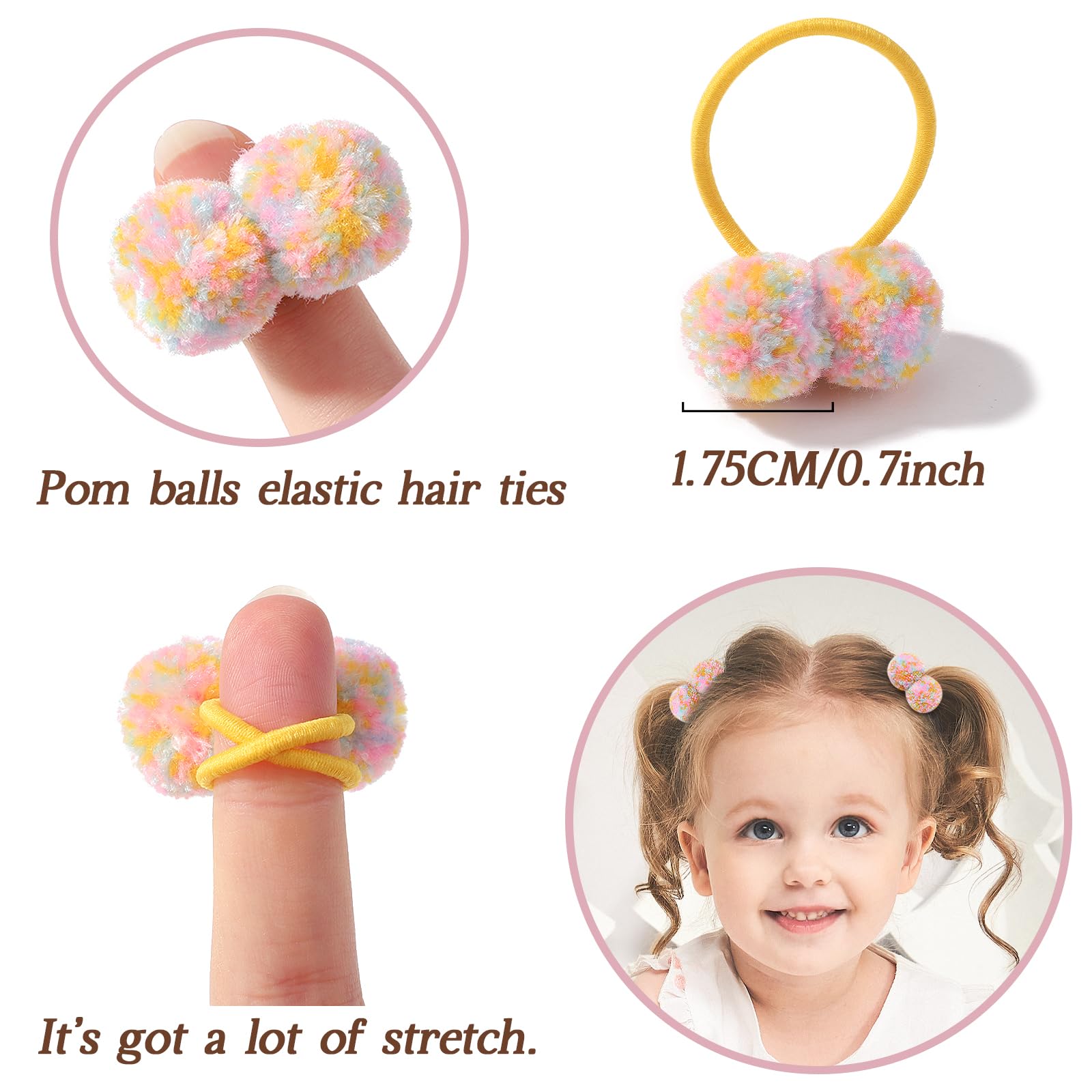 choicbaby packaged 40pcs hair ties in rainbow colors great for coordinated outfits