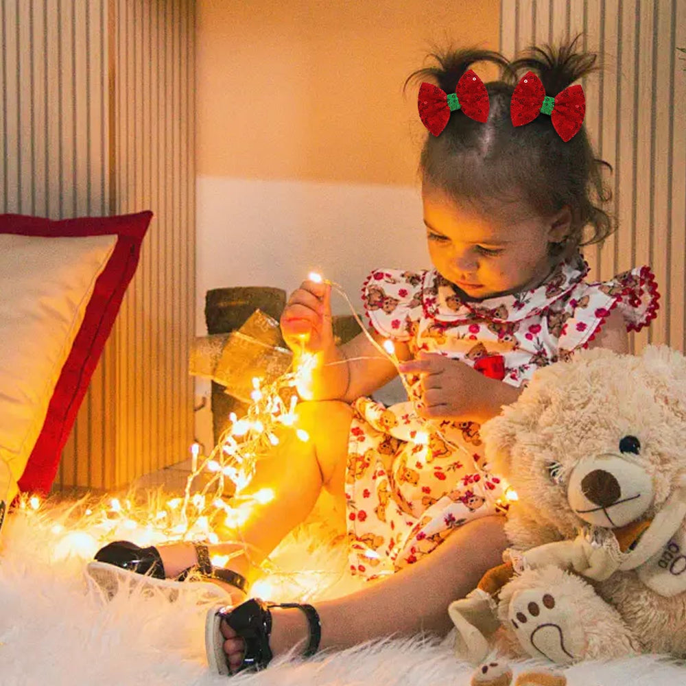 Choicbaby pigtails with Christmas bows showcasing versatile styling for kids.