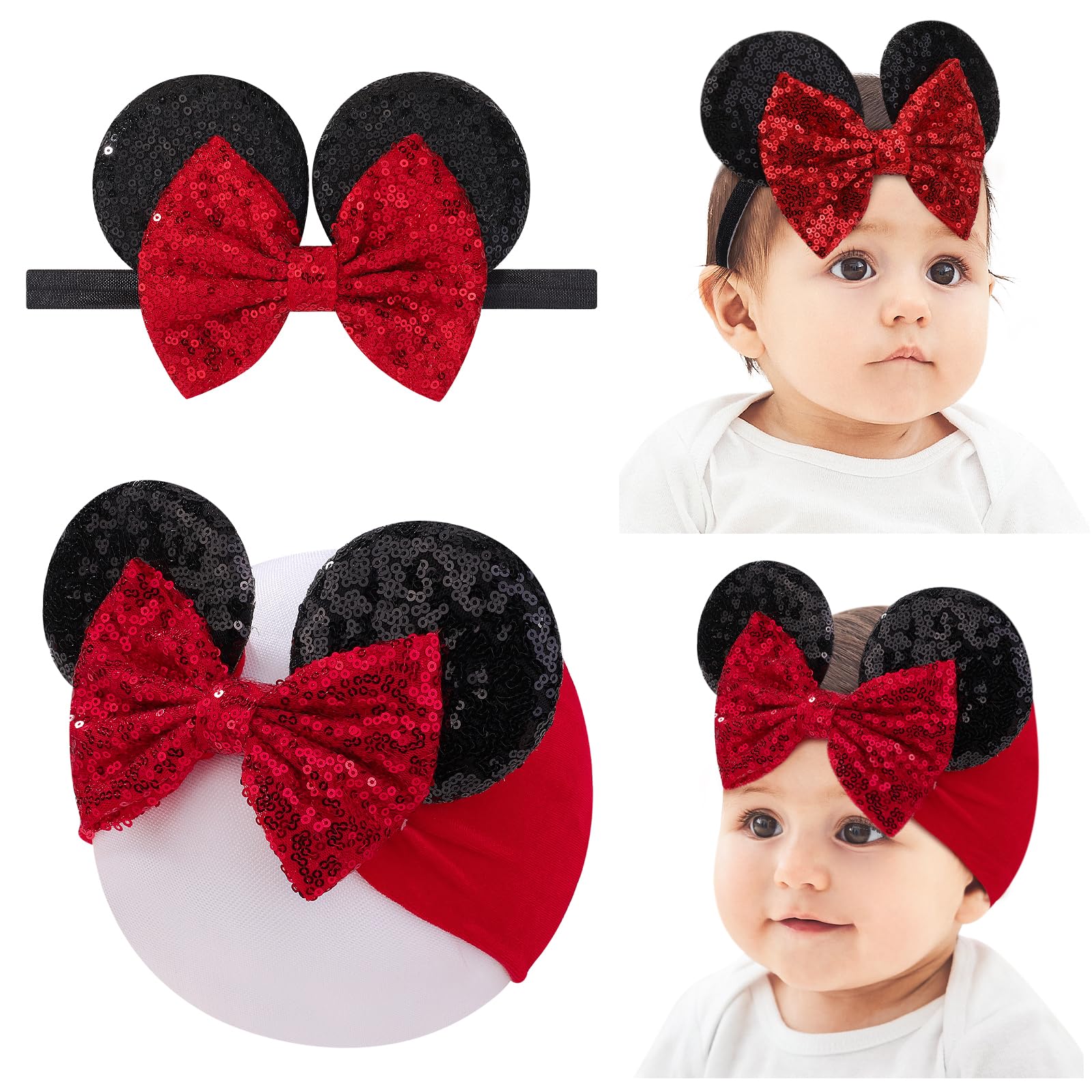 Choicbaby pink mouse ears headband for playful baby outfits and photo moments.