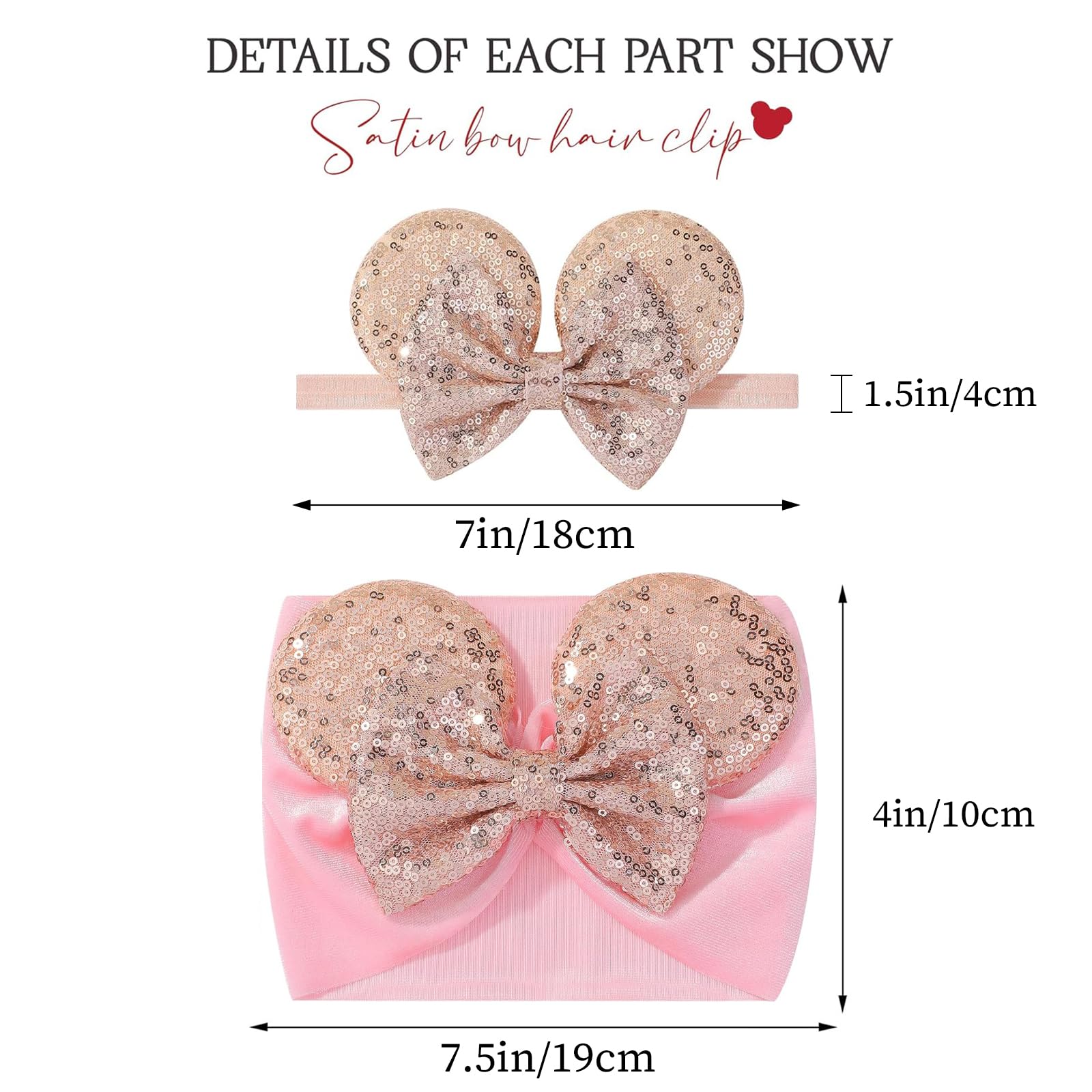 choicbaby sequin polka dot bow headband gold, durable stretchy nylon keeps hair in place.