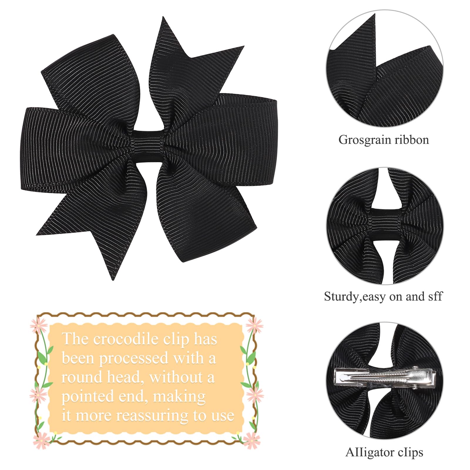 Choicbaby toddler hair clip detail emphasizes sturdy alligator clip and lasting style