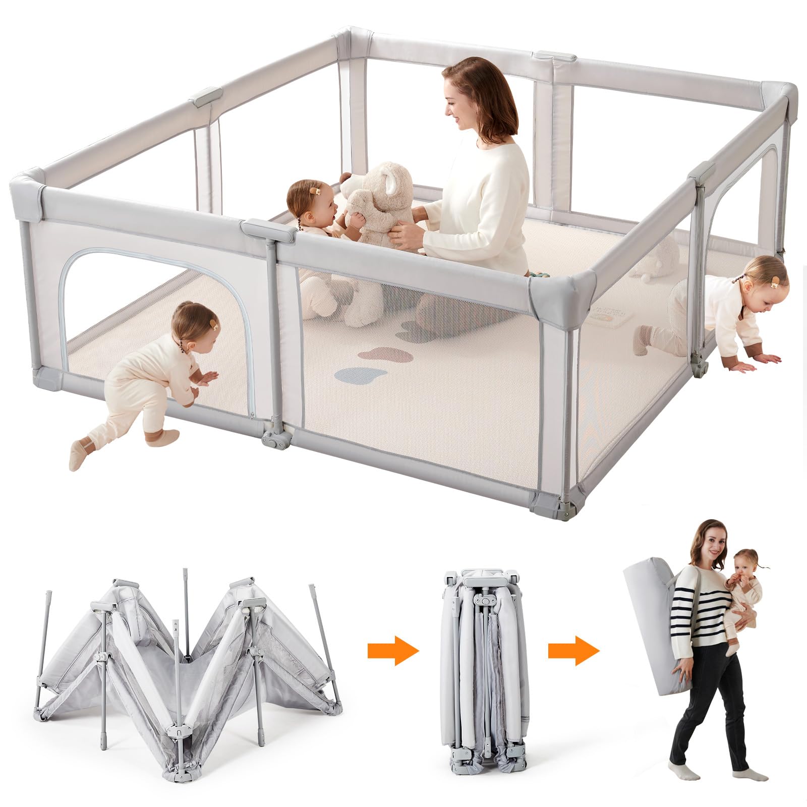 Cholena baby playpen easy-assembly-fold: quick setup for travel and cozy home play.