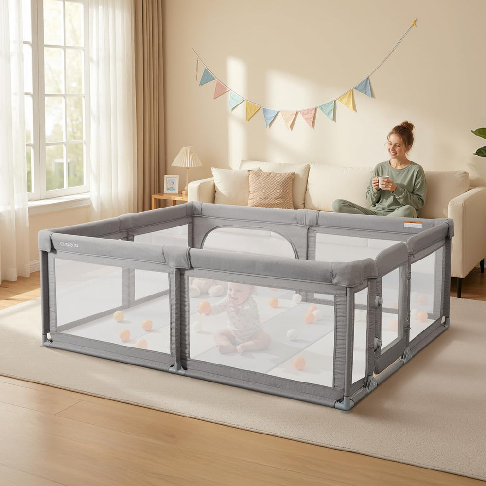 Cholena baby playpen exterior view showing spacious safe enclosure
