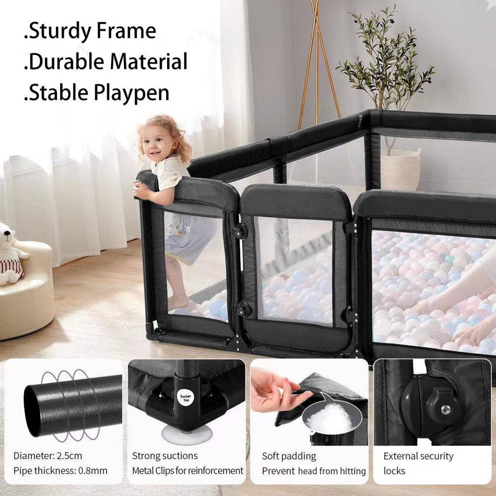 Cholena Baby Playpen zipper door easy access while keeping baby secure.