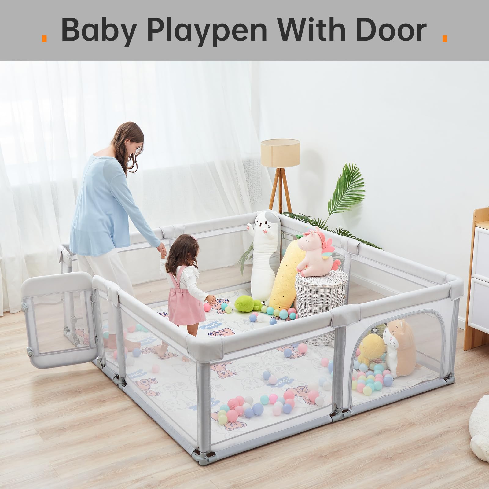 Cholena baby playpen zipper door interaction for adult-child engagement
