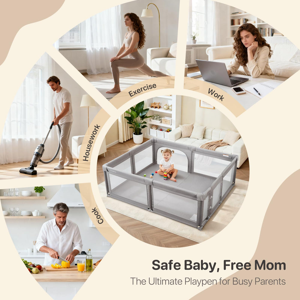 Cholena playpen 360-view breathable mesh for full supervision
