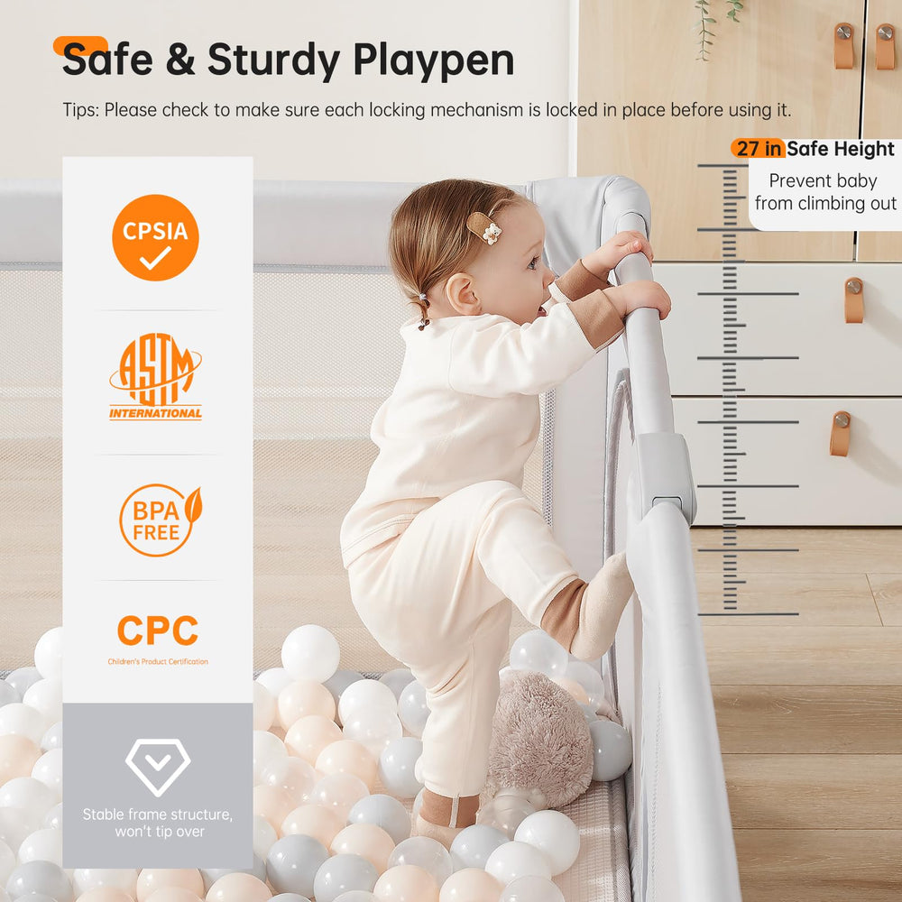 Cholena playpen-zipper-door: easy inside access and active play.