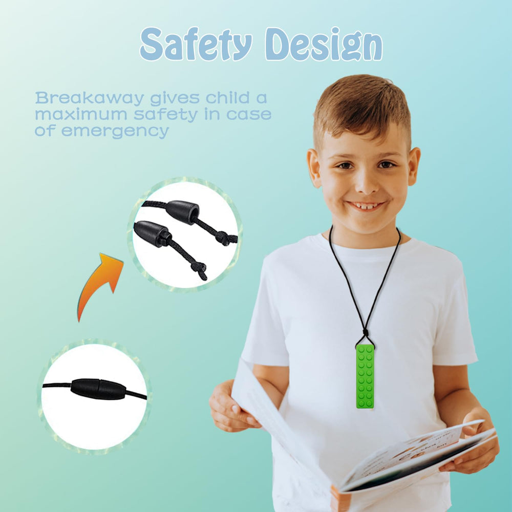 Choneer chew necklaces crystal pendant close-up highlighting safe chewing