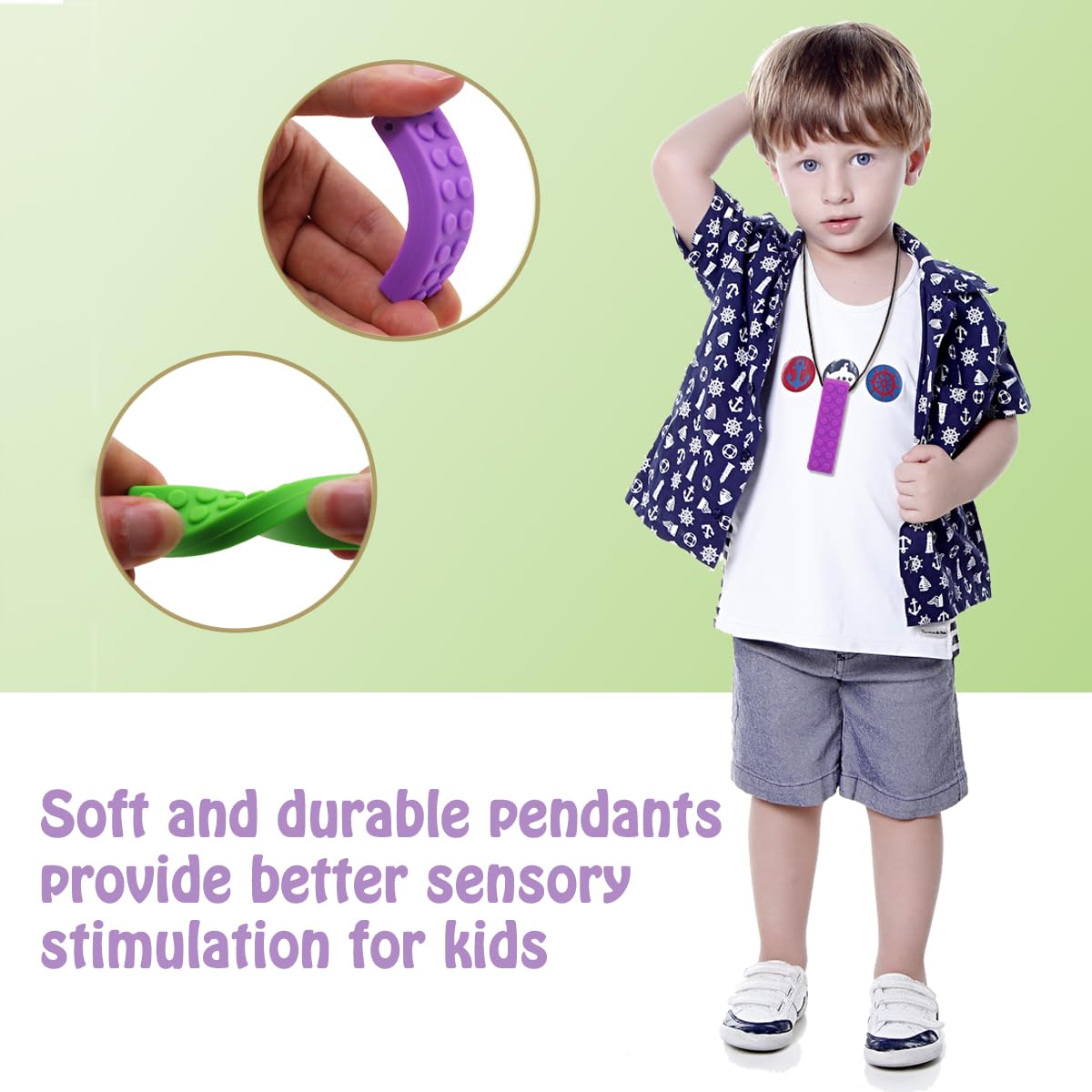 Choneer five-pack sensory chew necklaces shown in packaging set