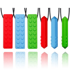 Choneer chew necklaces textured brick pendants for sensory chewing and focus